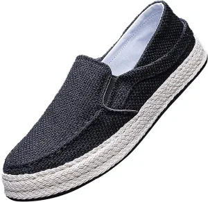 2025 Men's New Spring and Fisherman's Shoes Canvas Thick Soled Slip On Mens Canvas Lace Shoes