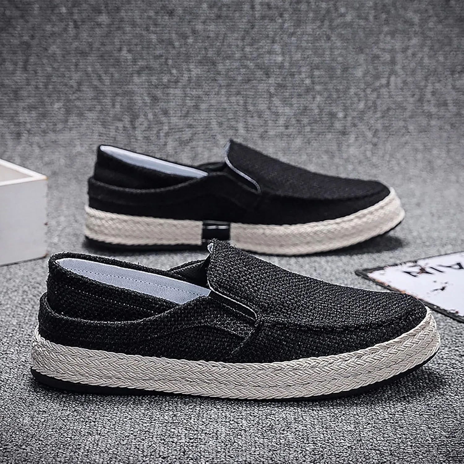 2025 Men's New Spring and Fisherman's Shoes Canvas Thick Soled Slip On Mens Canvas Lace Shoes