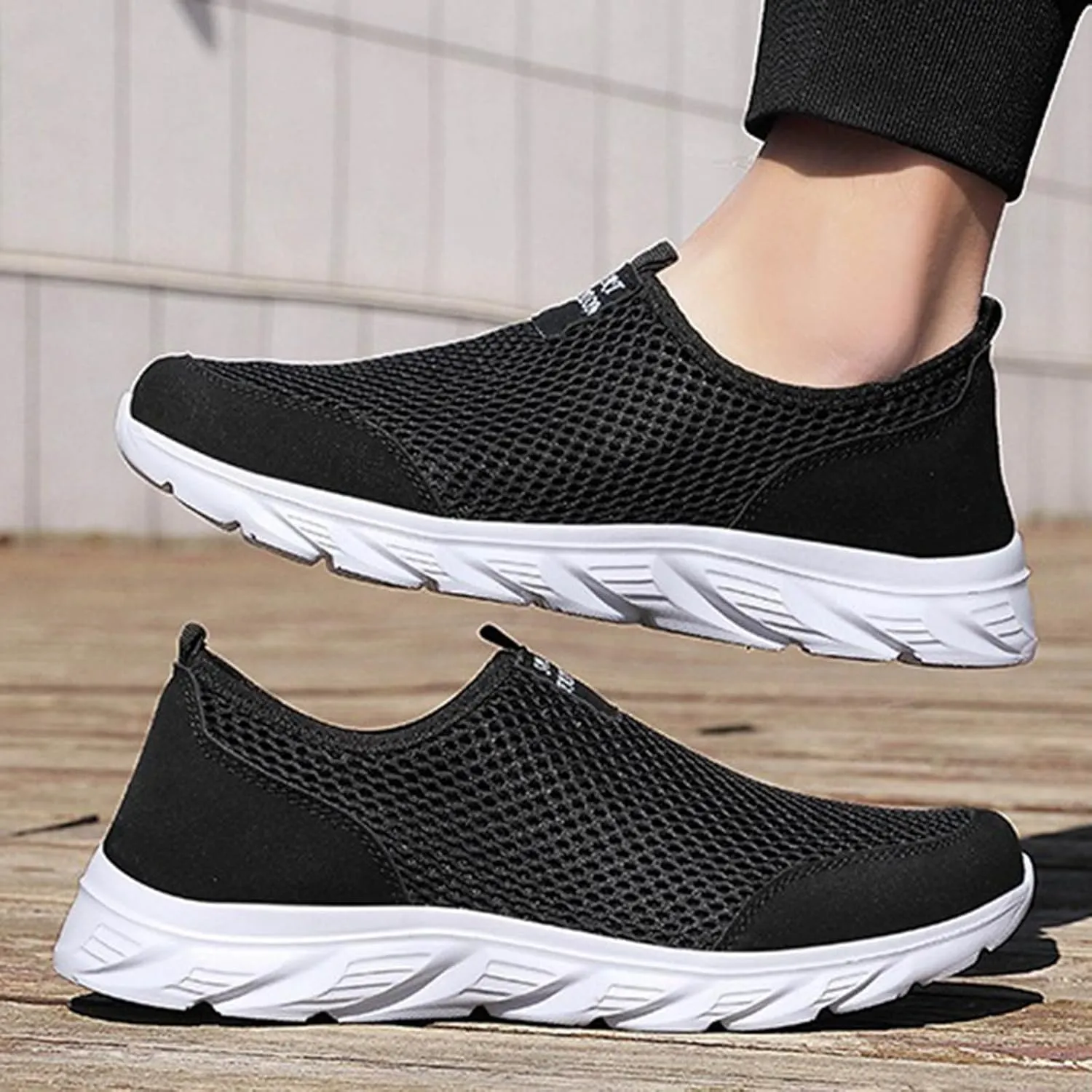 Arch Support Walking Shoes for Men Comfortable Breathable Lightweight Tennis Shoe Soft Flat Soled Elderly Shoes