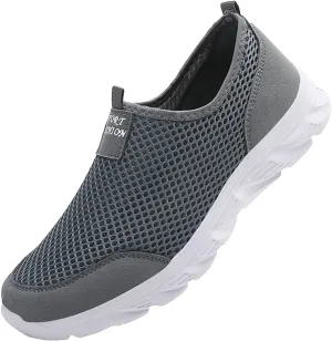 Arch Support Walking Shoes for Men Comfortable Breathable Lightweight Tennis Shoe Soft Flat Soled Elderly Shoes