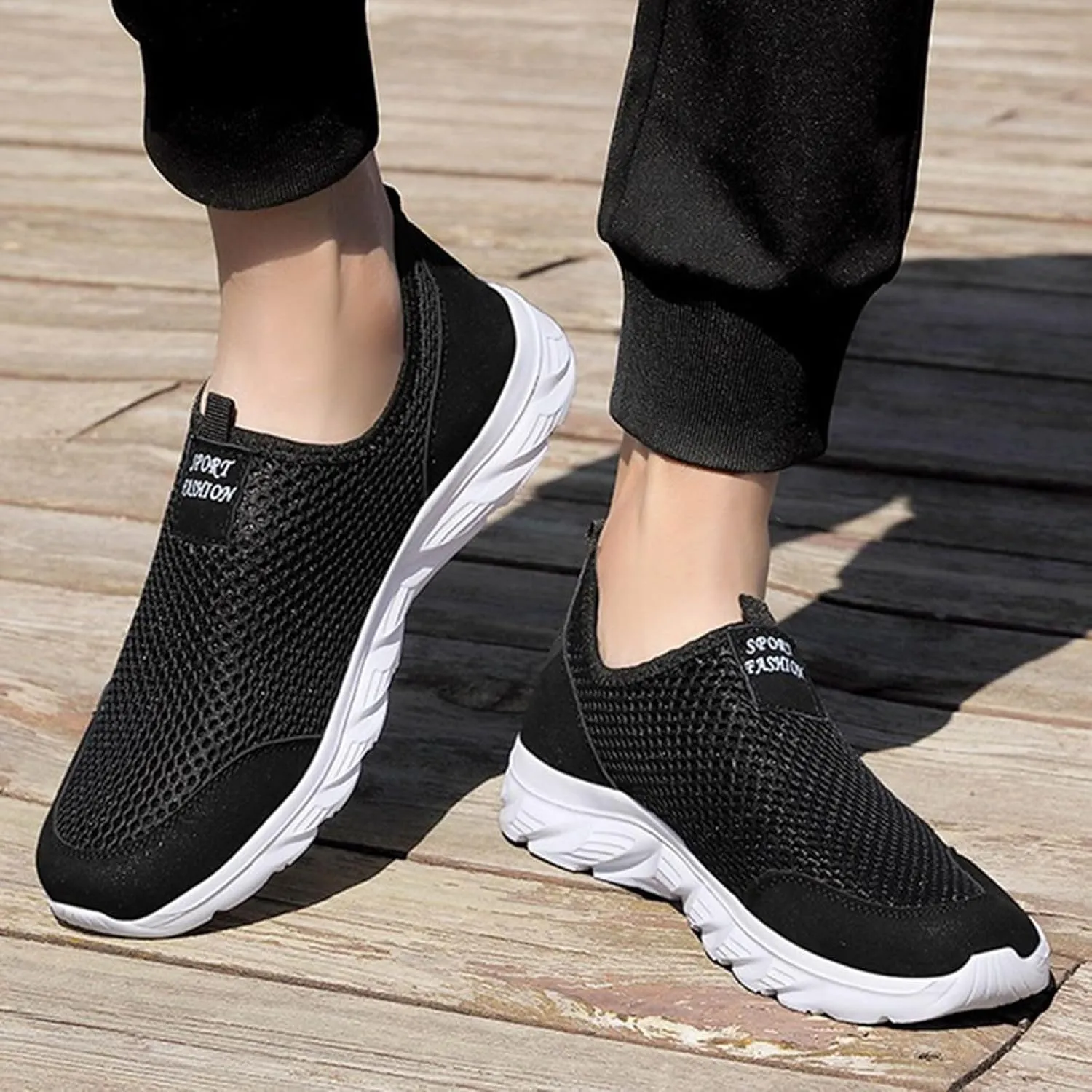 Arch Support Walking Shoes for Men Comfortable Breathable Lightweight Tennis Shoe Soft Flat Soled Elderly Shoes