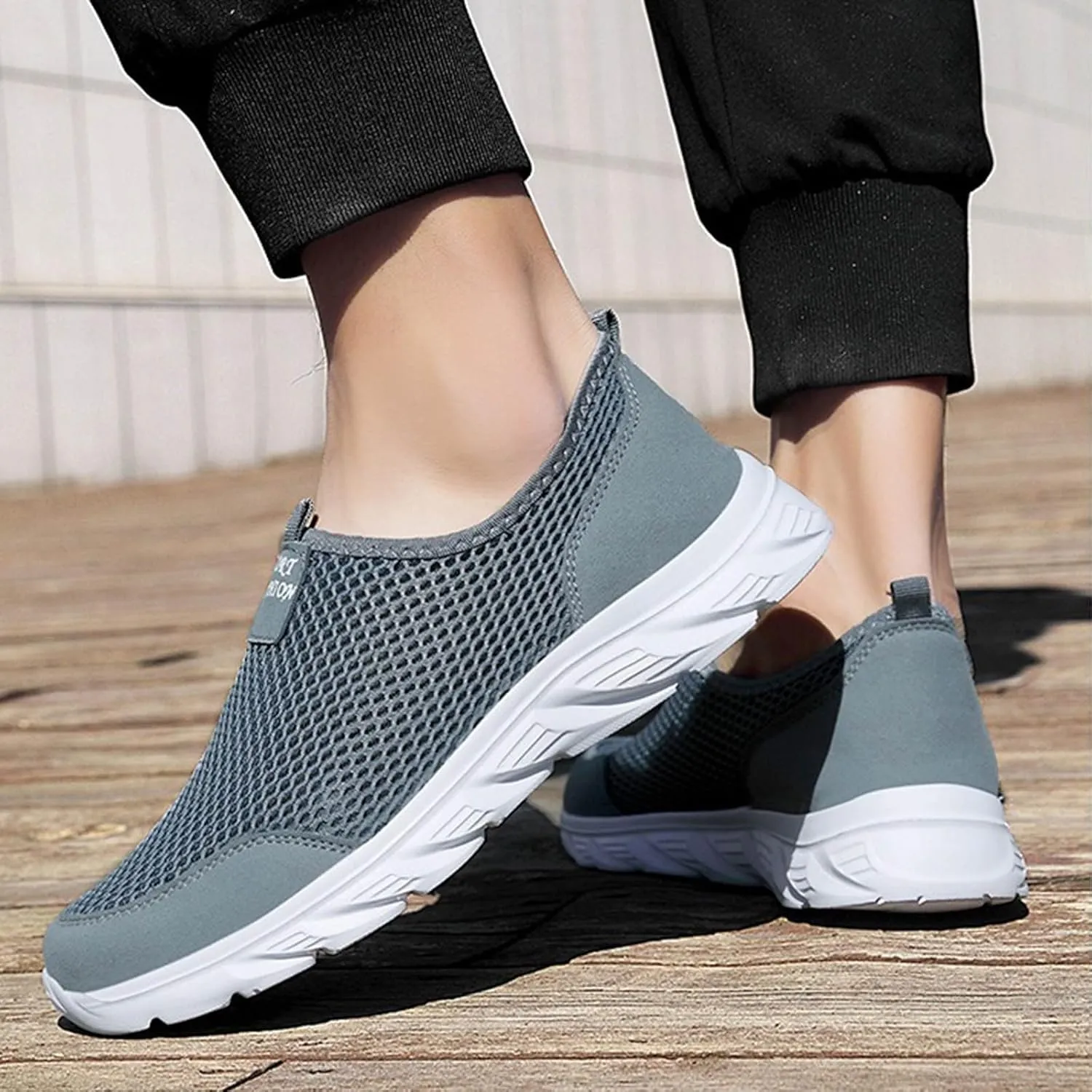 Arch Support Walking Shoes for Men Comfortable Breathable Lightweight Tennis Shoe Soft Flat Soled Elderly Shoes
