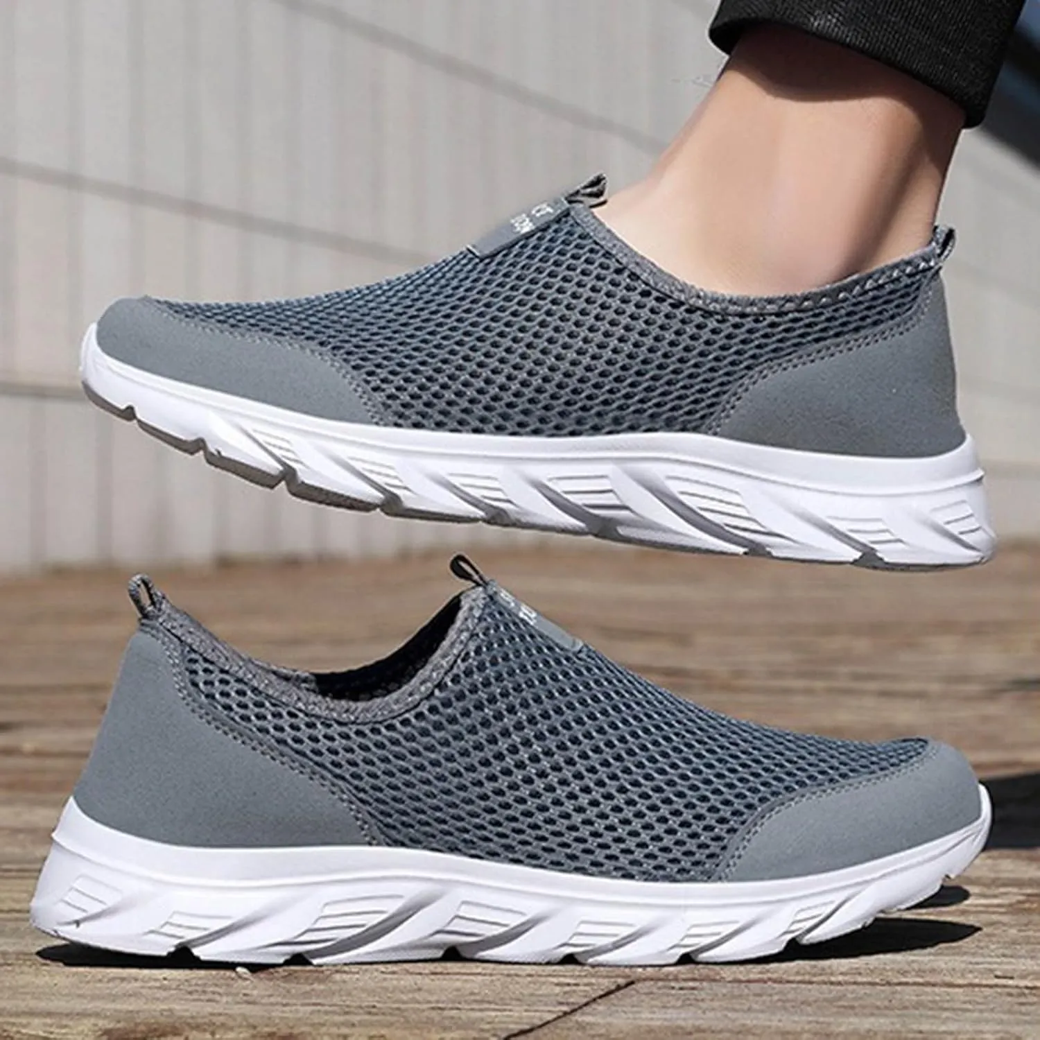 Arch Support Walking Shoes for Men Comfortable Breathable Lightweight Tennis Shoe Soft Flat Soled Elderly Shoes