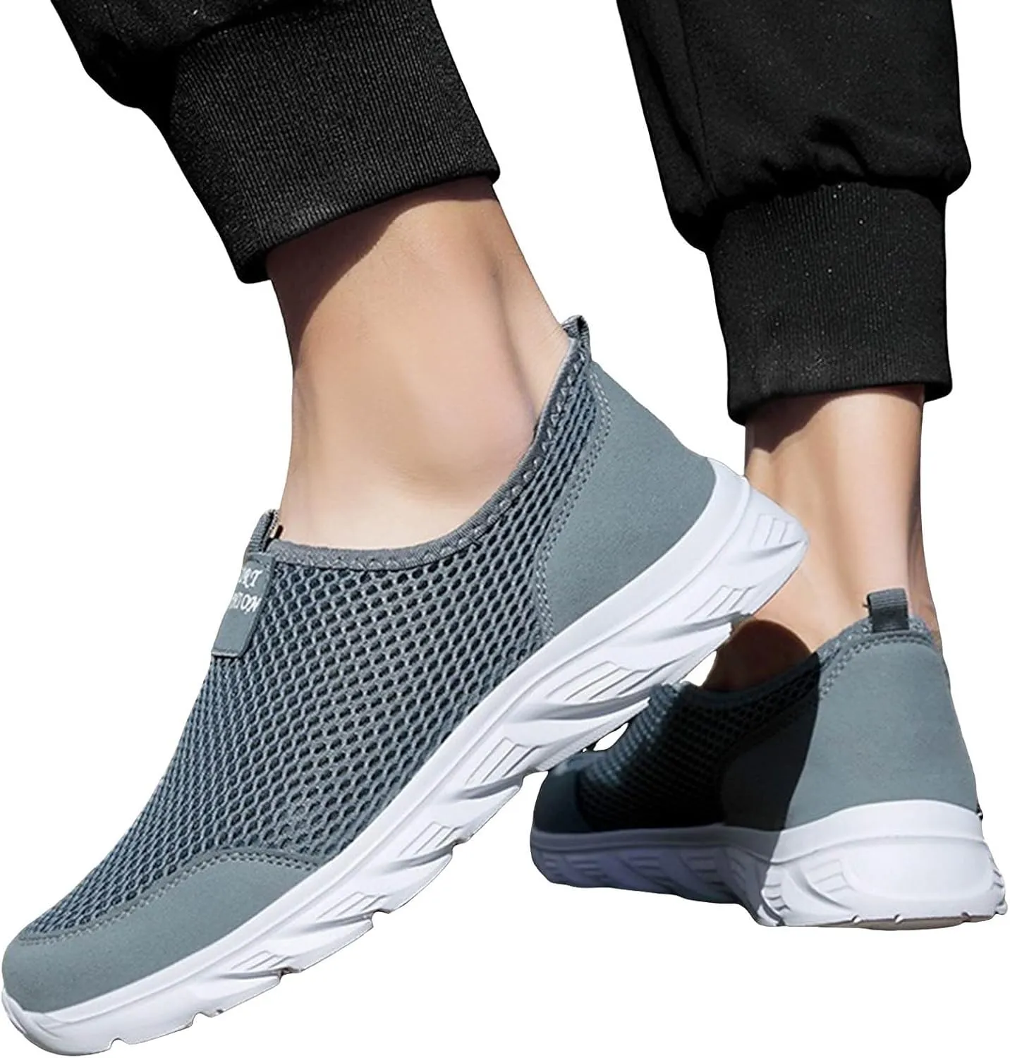 Arch Support Walking Shoes for Men Comfortable Breathable Lightweight Tennis Shoe Soft Flat Soled Elderly Shoes