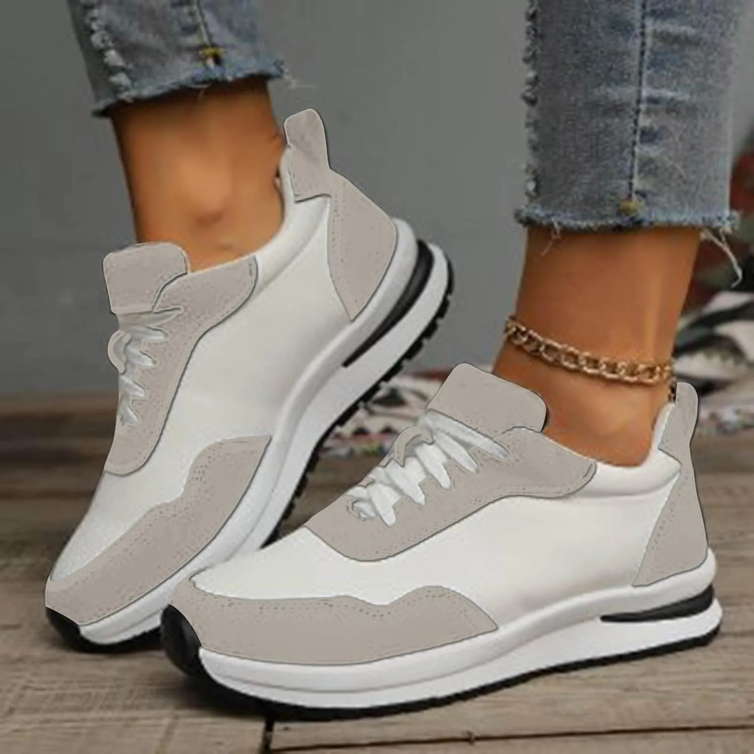 Arch Support Walking Shoes for Women Black Platform Shoes Casual Walking Shoes for Women Nursing Shoes for Women