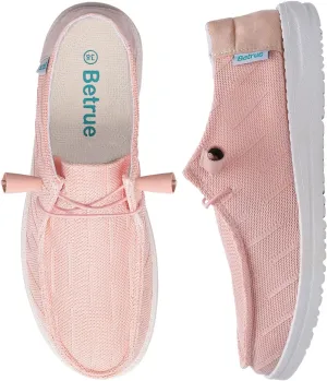 Betrue Women's Lightweight Boat Shoes, Casual Loafers, Slip On Deck Shoes, Breathable Canvas Sneakers