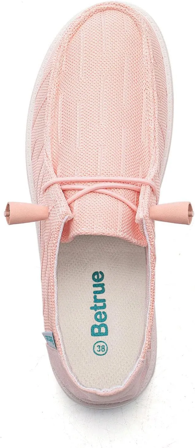 Betrue Women's Lightweight Boat Shoes, Casual Loafers, Slip On Deck Shoes, Breathable Canvas Sneakers