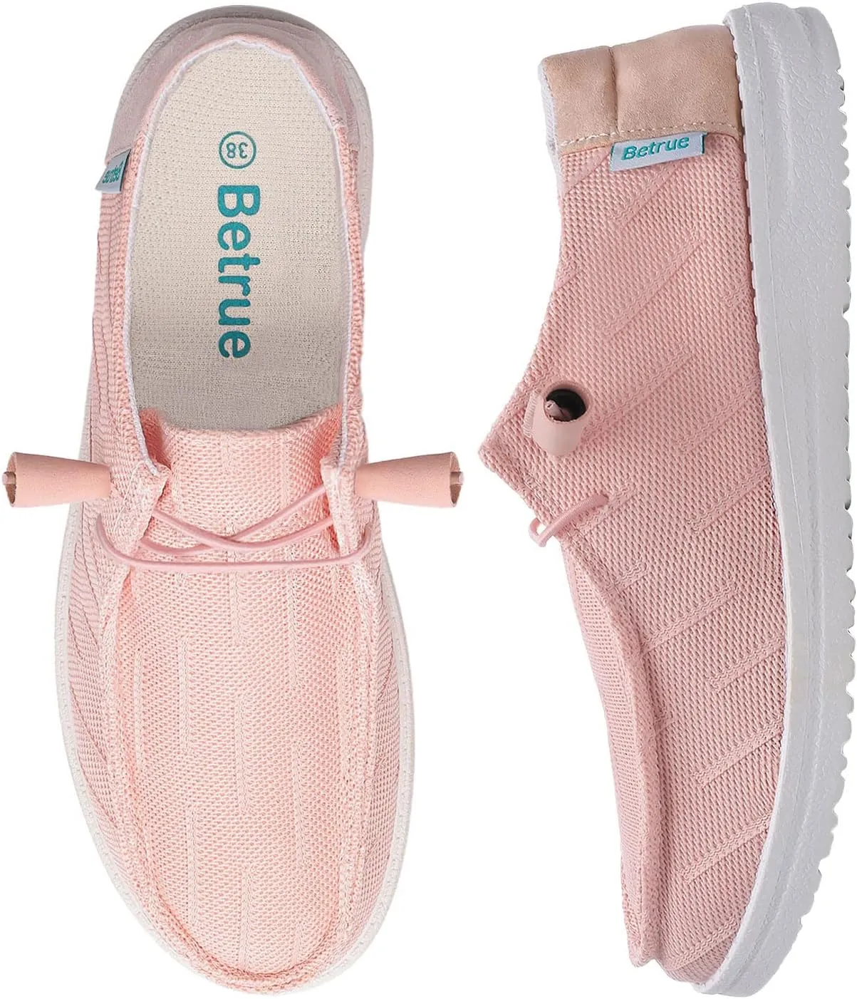 Betrue Women's Lightweight Boat Shoes, Casual Loafers, Slip On Deck Shoes, Breathable Canvas Sneakers