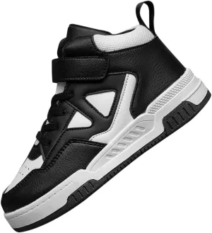 Boys Girls Outdoor Sports Board Shoes with Leather Upper, Breathable and Comfortable with Soft Padded Neck, Fashionable Retro Street Style, Basketball Shoes Suitable for All Seasons