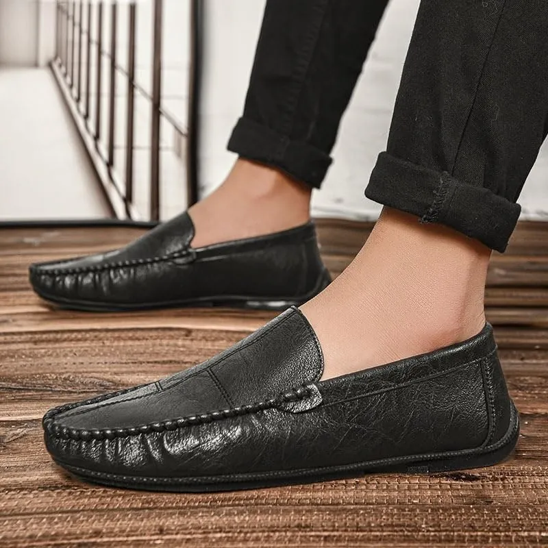 Brand PU Leather Fashion Men Business Dress Loafers Pointed Toe Black Shoes Oxford Breathable Formal Wedding Shoes