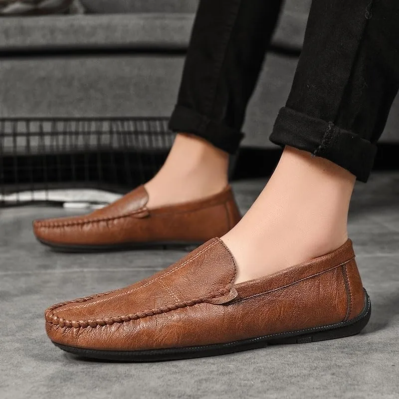 Brand PU Leather Fashion Men Business Dress Loafers Pointed Toe Black Shoes Oxford Breathable Formal Wedding Shoes