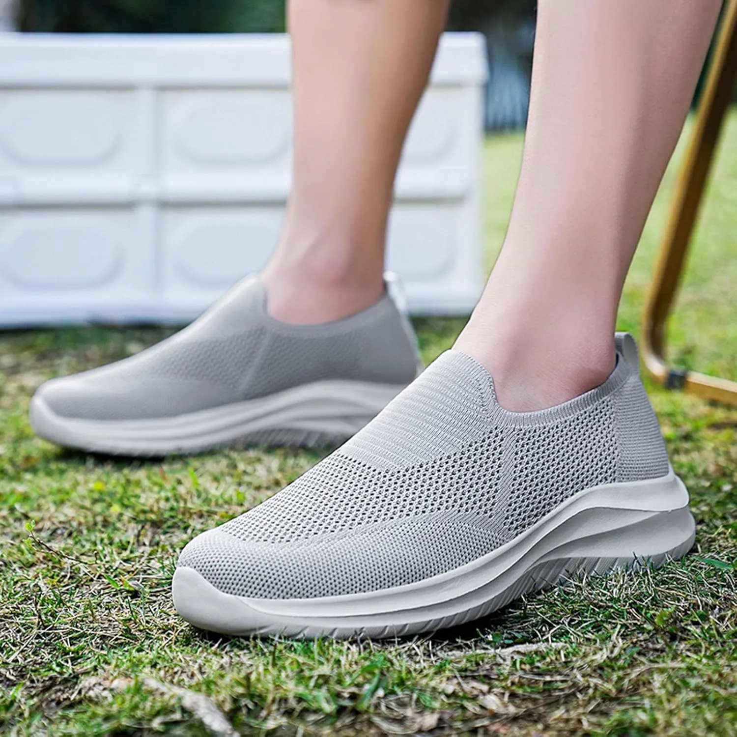 Breathable Diabetic Shoes for Men Lightweight Breathable Slip on Running Shoe Outdoor Non Slip Jogging Sneakers