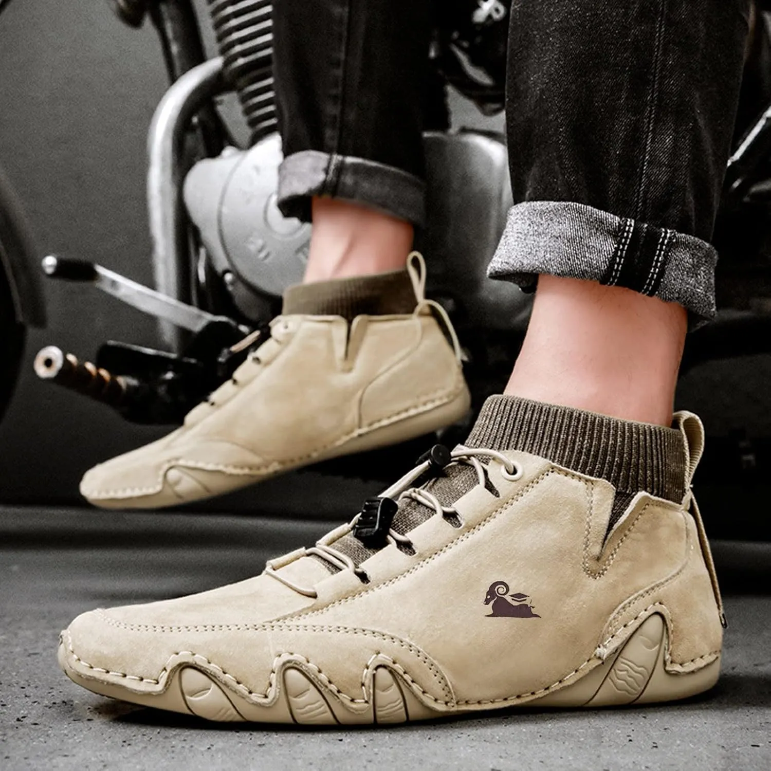 Breathable Dress Sneaker Mens Shoes High Top Elastic Band Sport Shoes Fashion Casual Mens Plus Size Ankle Boots