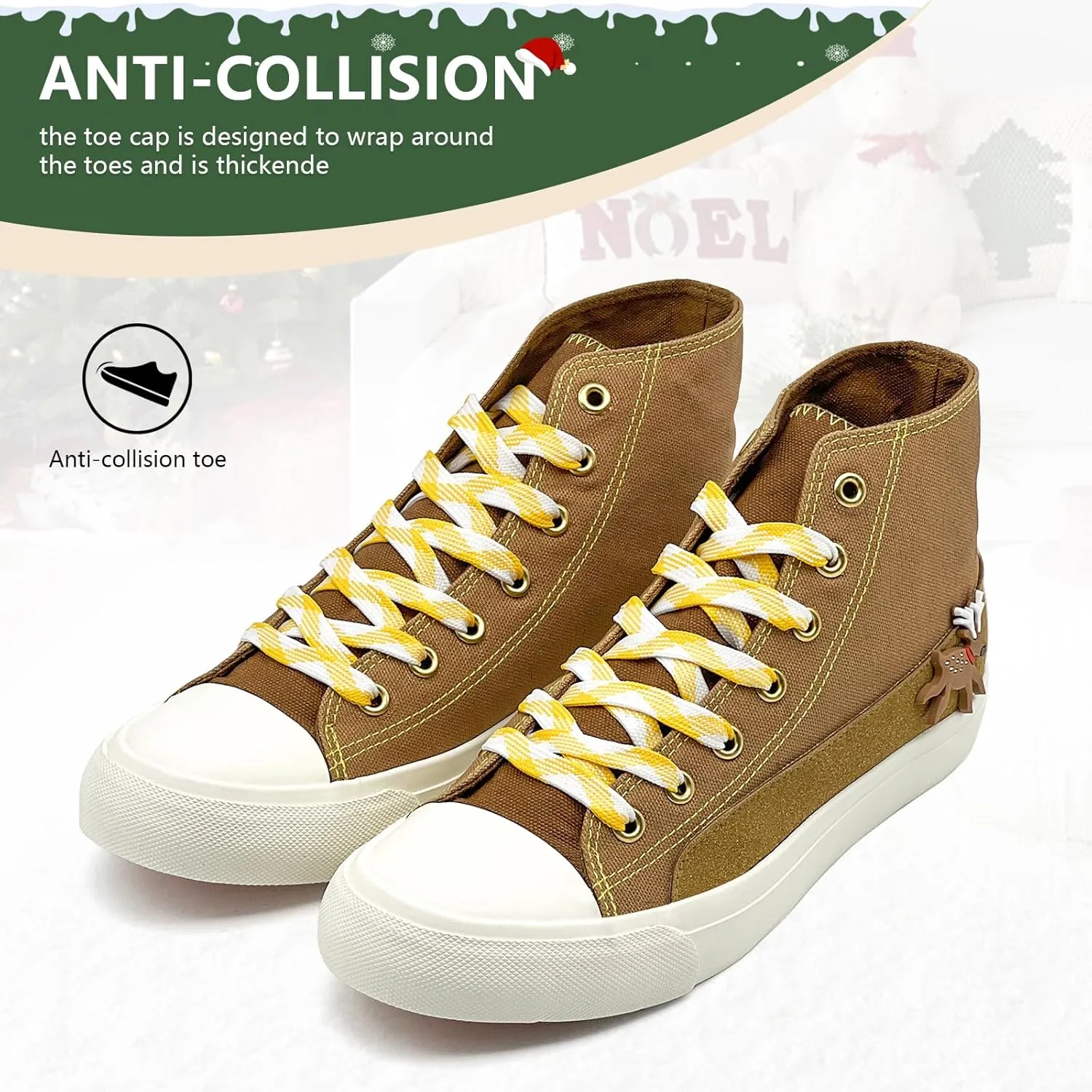 Canvas Shoes for Women Men Sneakers Fashion High Low Tops Christmas Shoes Classic Casual Tennis Running Walking Santa Shoes Unisex