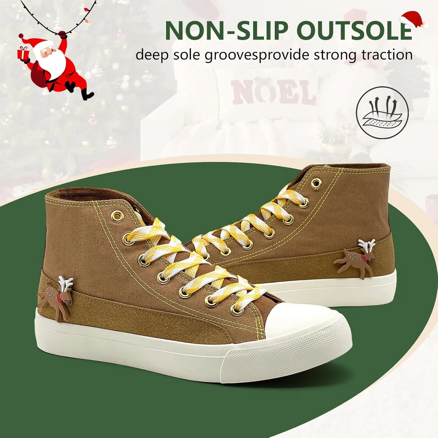 Canvas Shoes for Women Men Sneakers Fashion High Low Tops Christmas Shoes Classic Casual Tennis Running Walking Santa Shoes Unisex