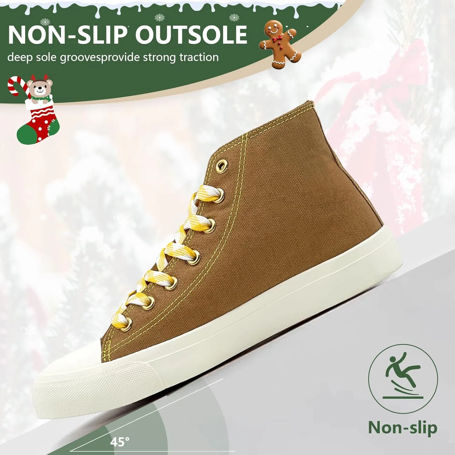 Canvas Shoes for Women Men Sneakers Fashion High Low Tops Christmas Shoes Classic Casual Tennis Running Walking Santa Shoes Unisex
