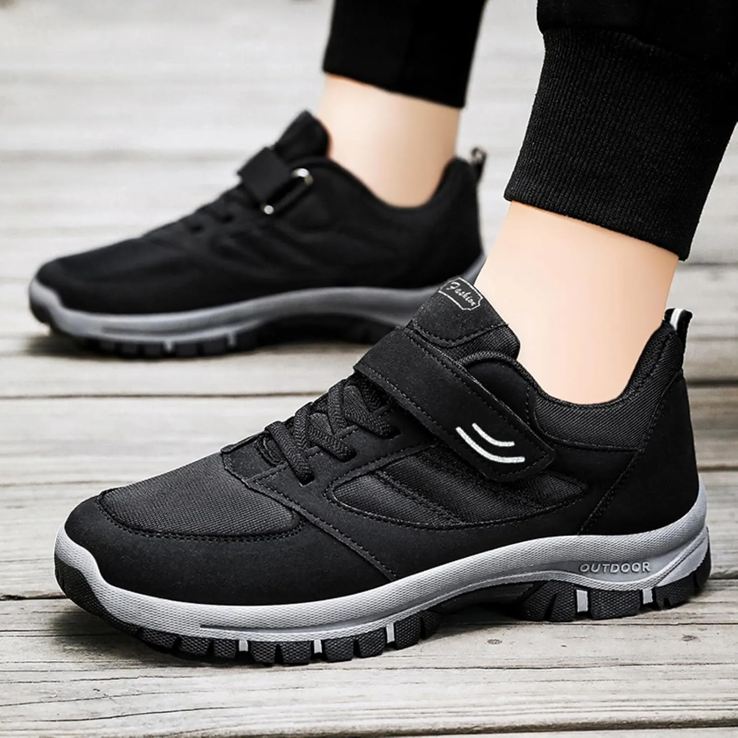 Casual Shoes for Men Men Casual Shoes Fashionable New Pattern Solid Color Simple Thick Sole Hook Loop Four Season