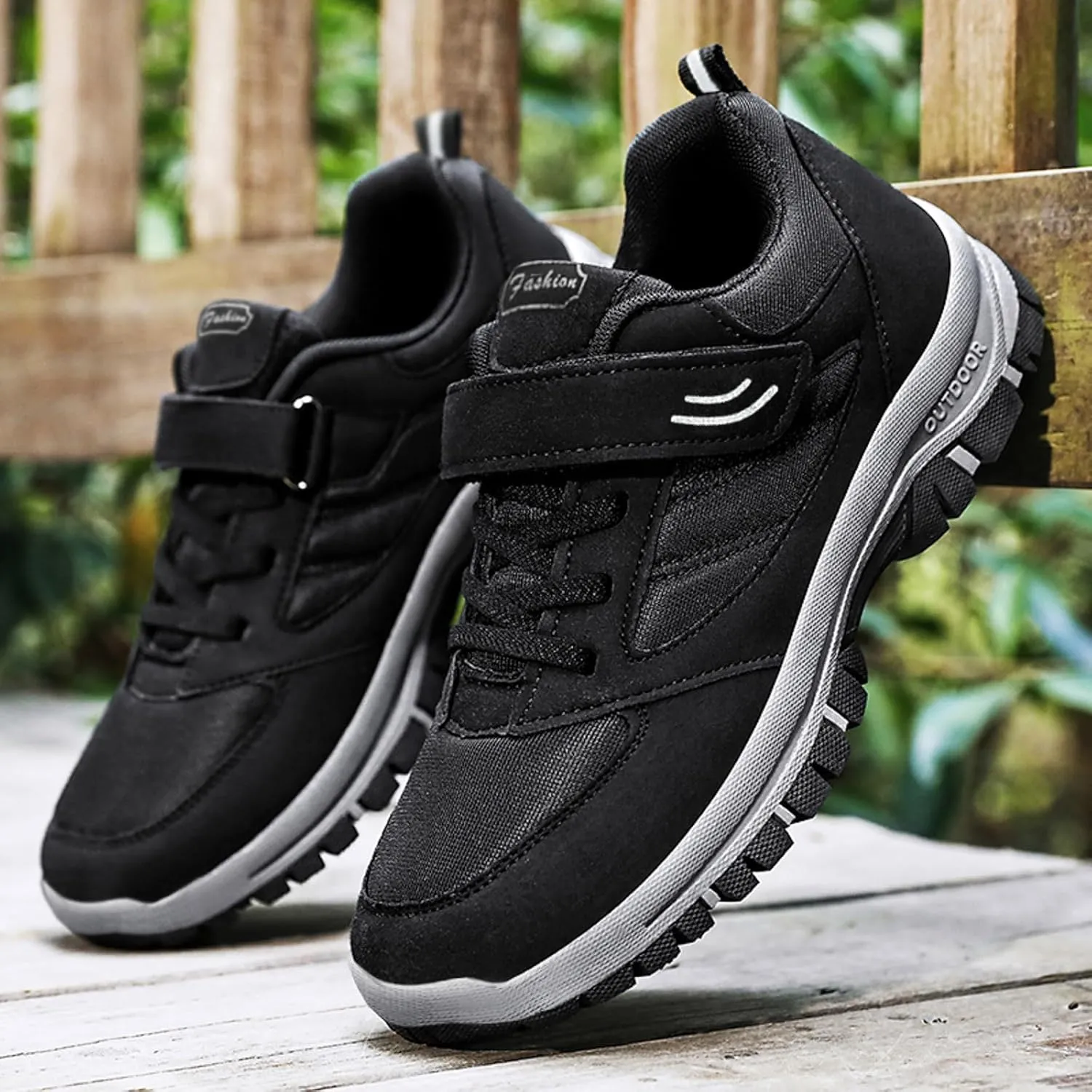 Casual Shoes for Men Men Casual Shoes Fashionable New Pattern Solid Color Simple Thick Sole Hook Loop Four Season