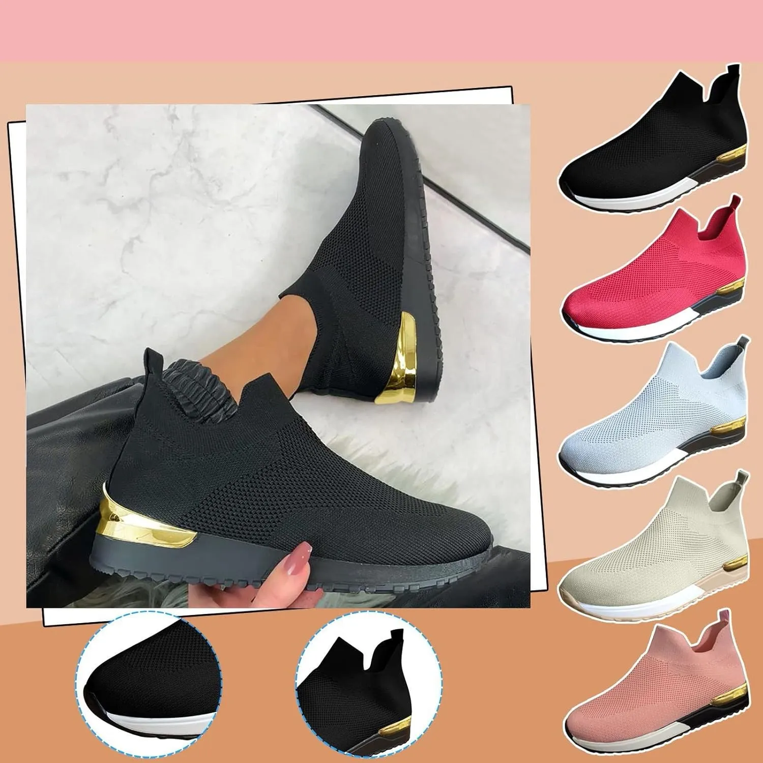 Cathalem Walking Shoes for Women Mesh Flat Shoes Casual Breathable Athletic Tennis Lightweight Summer Sneakers