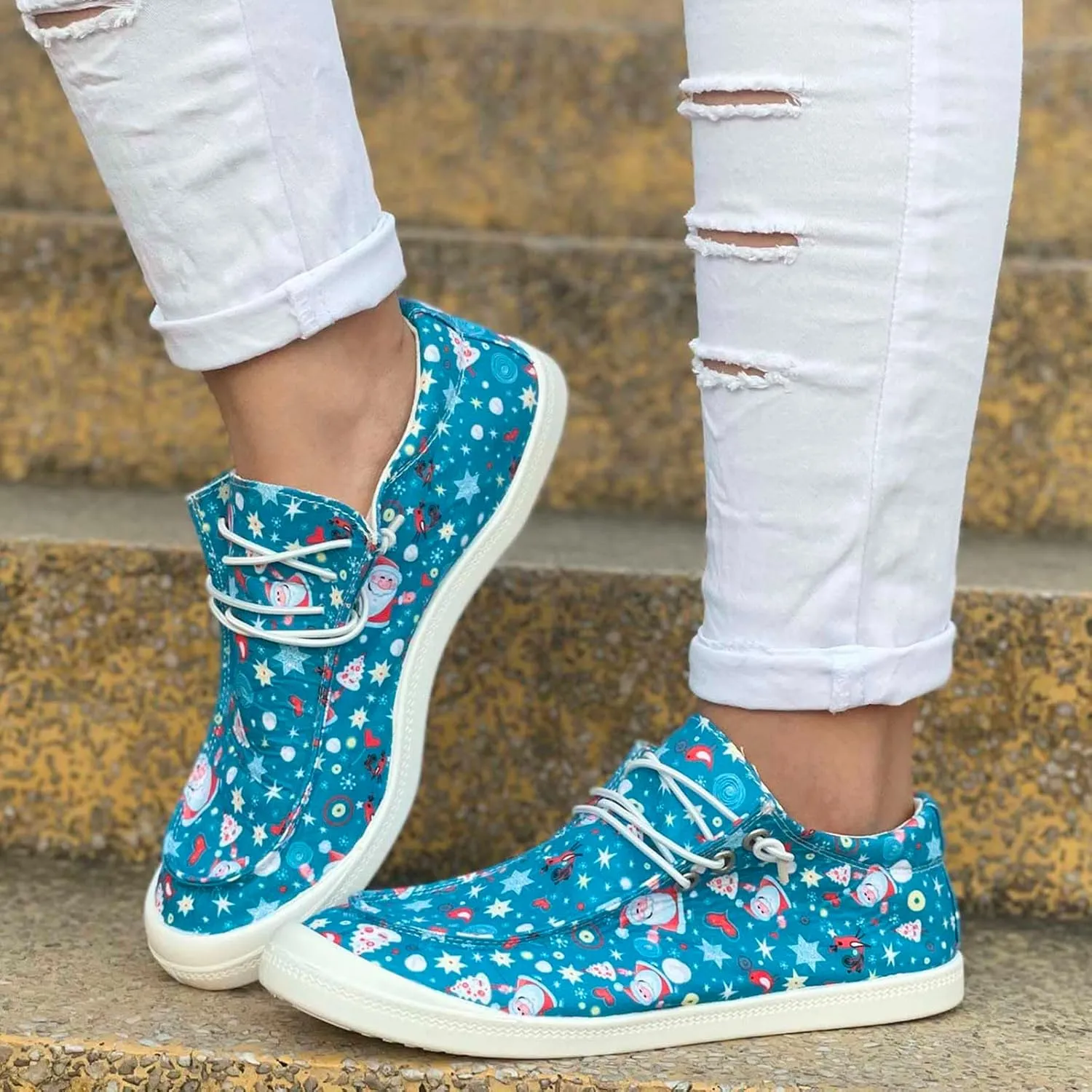 Christmas Tennis Shoes for Women Mens Sneakers Womens Loafers Comfortable Christmas Canvas Shoes Women Closed Toe Indoor and Outdoor Sale Clearance
