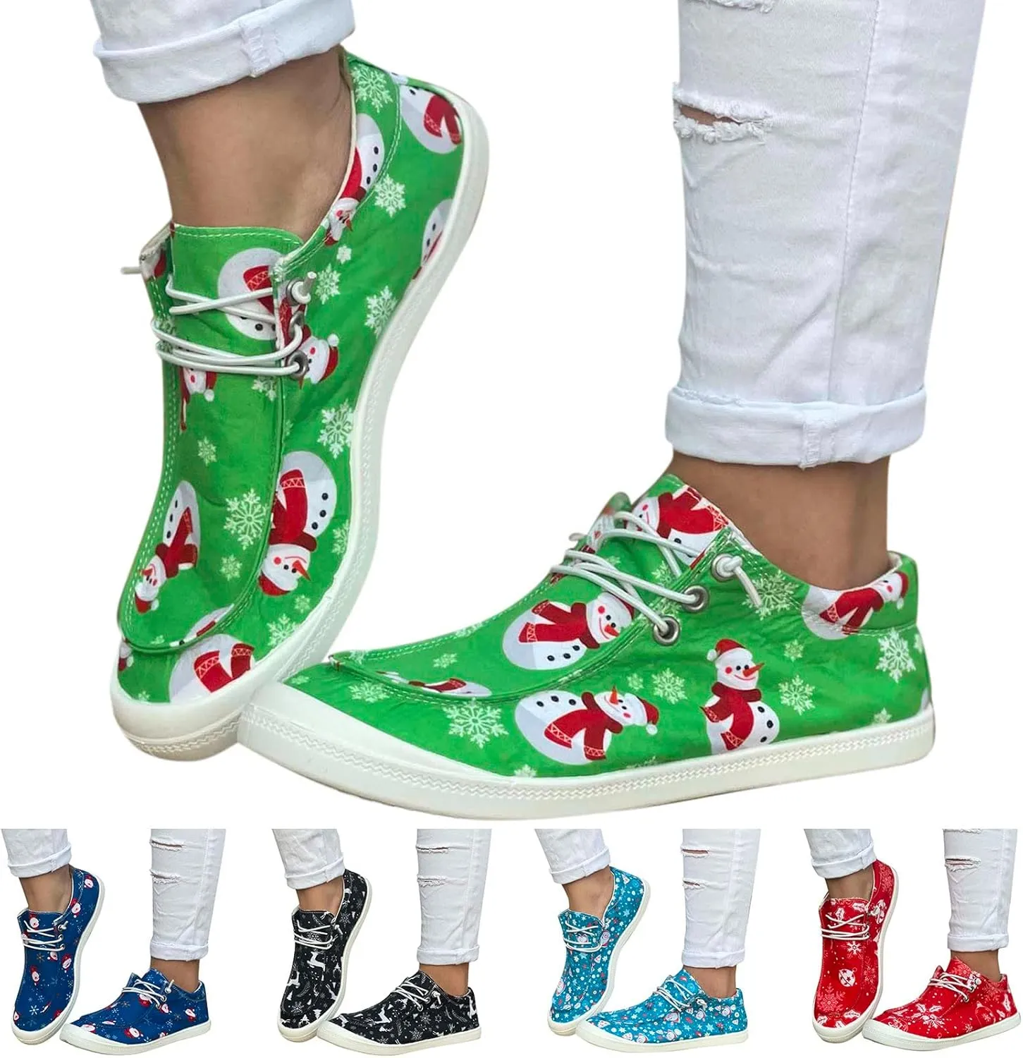 Christmas Tennis Shoes for Women Mens Sneakers Womens Loafers Comfortable Christmas Canvas Shoes Women Closed Toe Indoor and Outdoor Sale Clearance