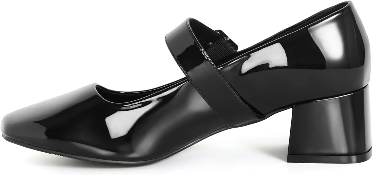 City Chic WIDE FIT MARY JANE BLOCK BLACK HEEL