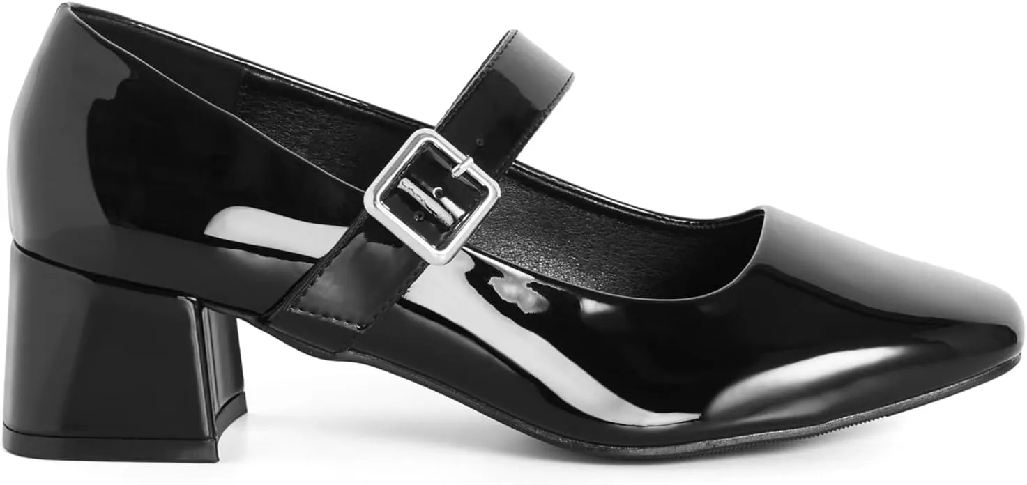 City Chic WIDE FIT MARY JANE BLOCK BLACK HEEL