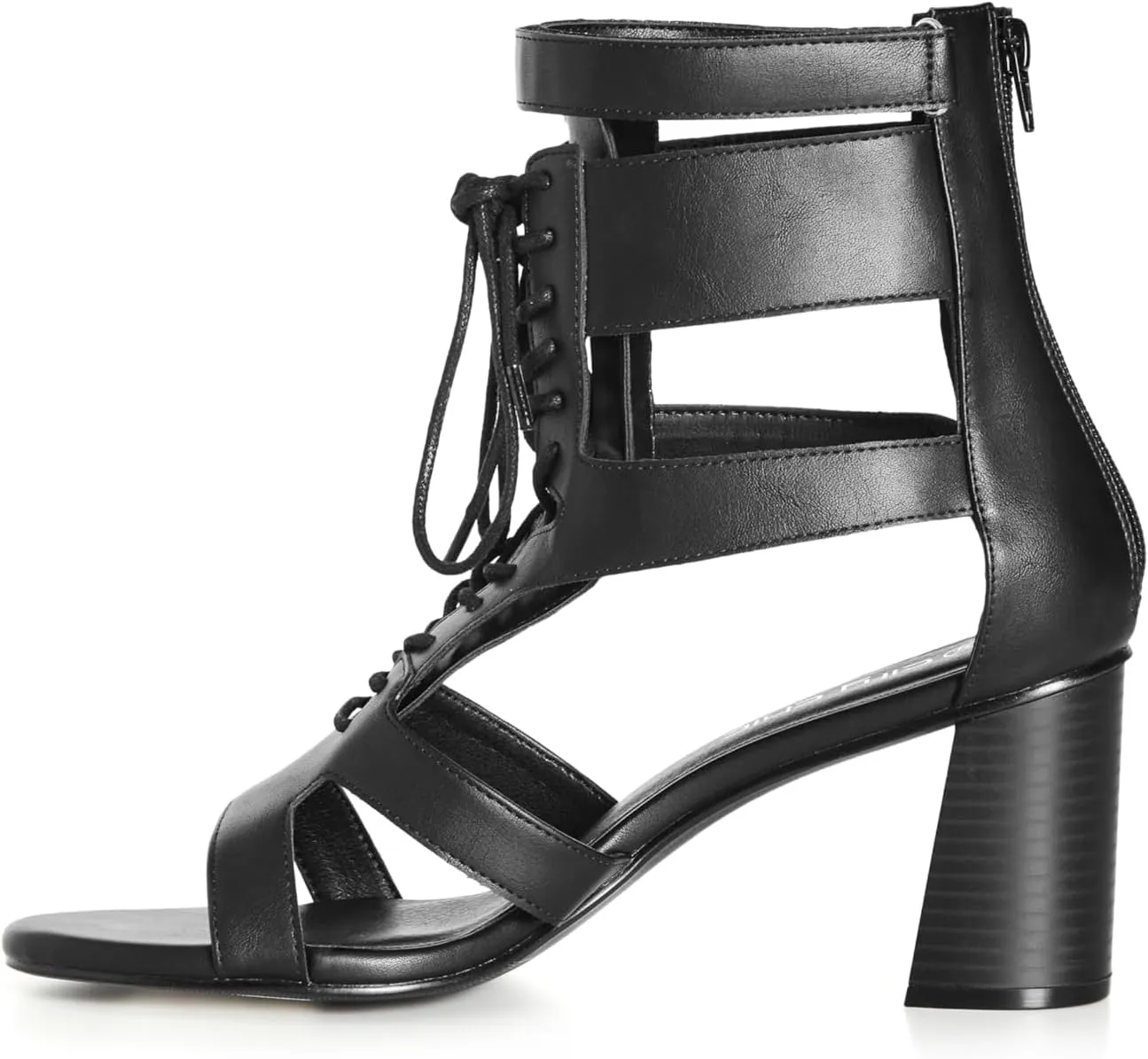 City Chic Women's Wide Fit Attitude Lace Up Block Heel Sandal