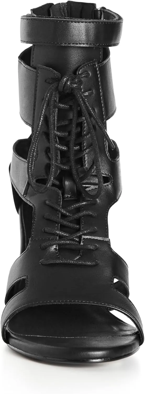 City Chic Women's Wide Fit Attitude Lace Up Block Heel Sandal