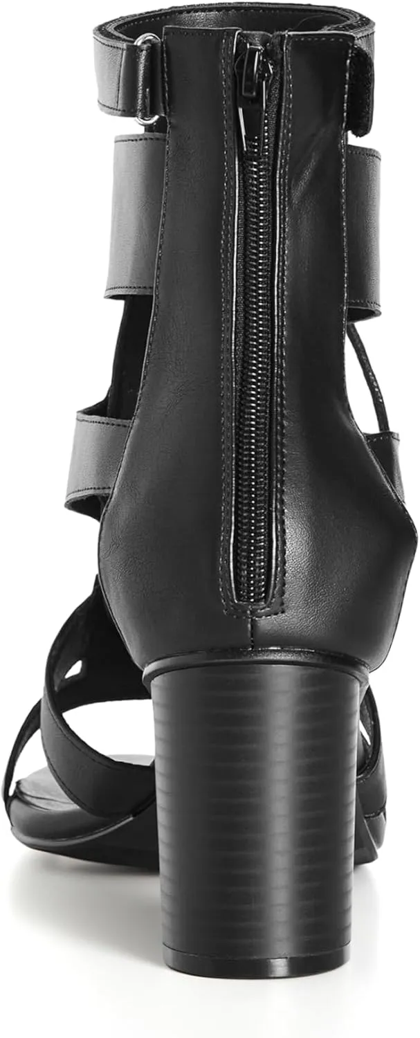 City Chic Women's Wide Fit Attitude Lace Up Block Heel Sandal