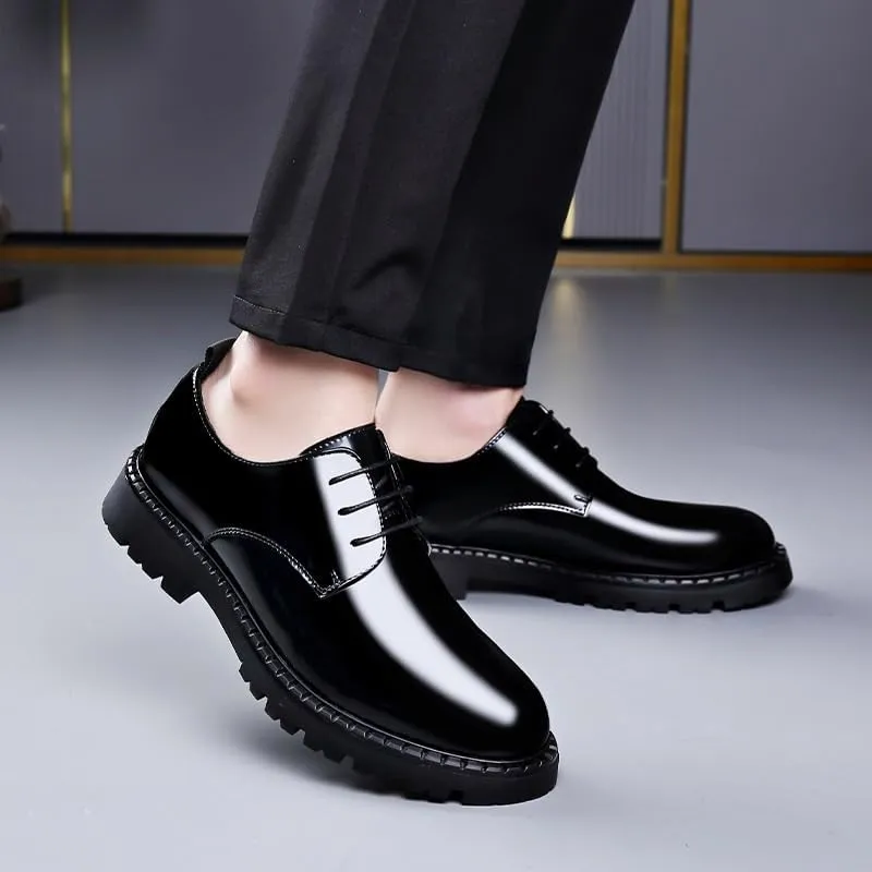 Classic Men's Leather Dress Shoes Mens Classic Lightweight Comfortable Oxford Shoes Slip On Wingtip Brogue Derby Shoes(7.5)