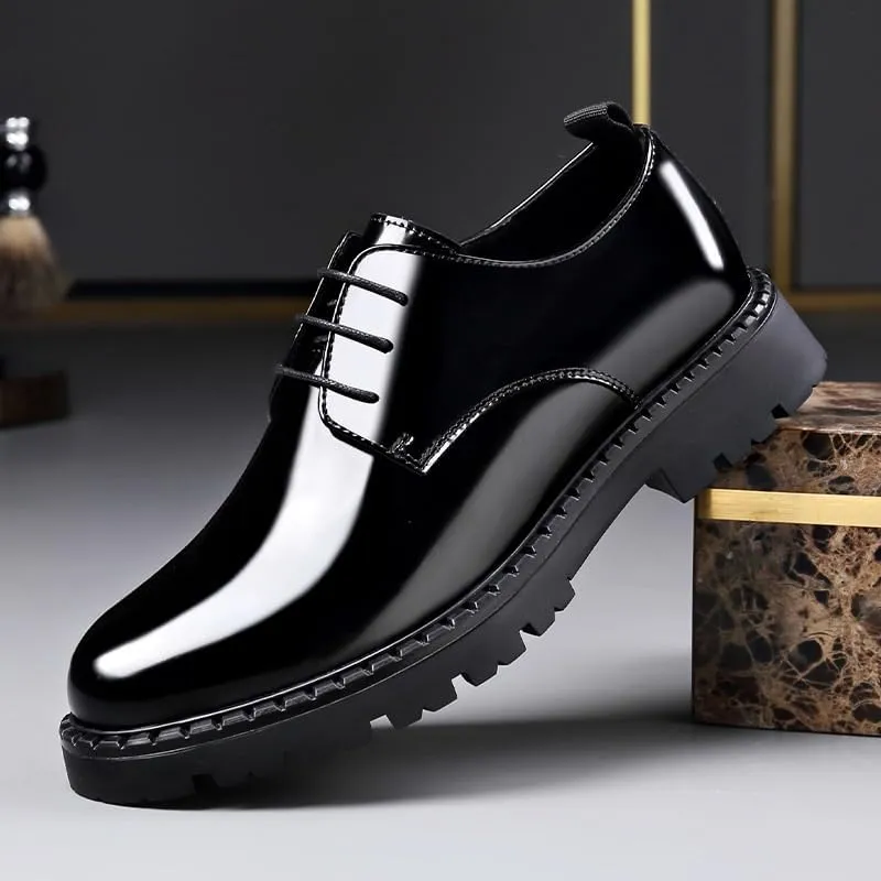 Classic Men's Leather Dress Shoes Mens Classic Lightweight Comfortable Oxford Shoes Slip On Wingtip Brogue Derby Shoes(7.5)