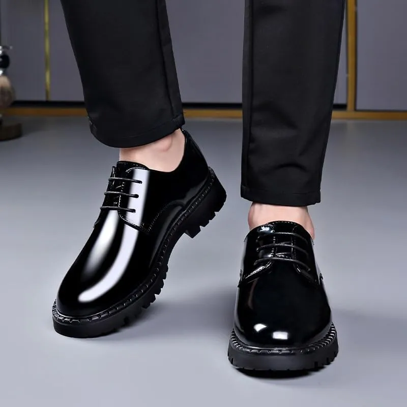 Classic Men's Leather Dress Shoes Mens Classic Lightweight Comfortable Oxford Shoes Slip On Wingtip Brogue Derby Shoes(7.5)