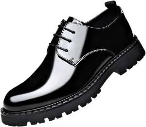 Classic Men's Leather Dress Shoes Mens Classic Lightweight Comfortable Oxford Shoes Slip On Wingtip Brogue Derby Shoes(7.5)