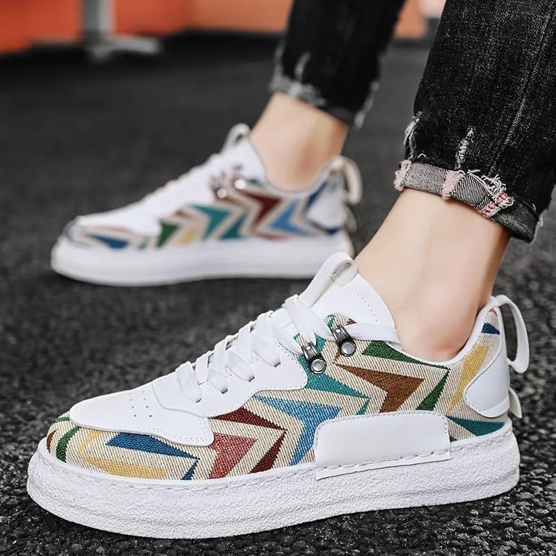 Comfortable Breathable Men's Lace-up Sneakers，Trendy Street Style Skate Shoes, Comfy Non Slip Casual Street Style Sneakers for Men's Outdoor Activities