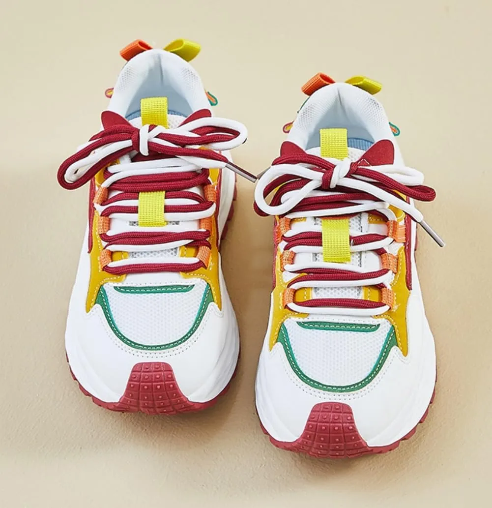 Cute Sneakers for Women Color Block Platform Walking Shoes Fashion Sneakers for Women 2025