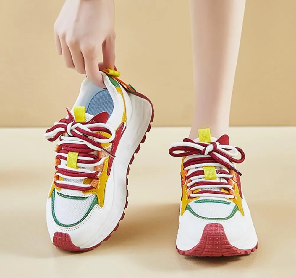 Cute Sneakers for Women Color Block Platform Walking Shoes Fashion Sneakers for Women 2025