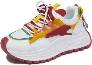 Cute Sneakers for Women Color Block Platform Walking Shoes Fashion Sneakers for Women 2025