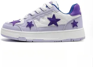 Cute Star Shoes - Purple Color-Block Chunky Platform Sneakers for Women & Girls, Y2K Retro Casual Trainers for Everyday Wear, Beach Travel, Back to School Gift, Party