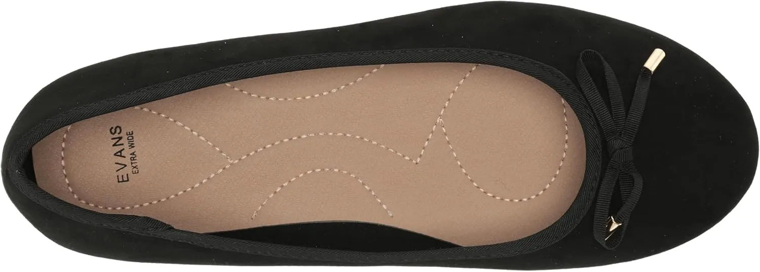 EVANS Women's Extra Wide Fit Bow Ballet Flat