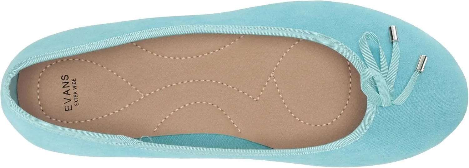 EVANS Women's Extra Wide Fit Bow Ballet Flat
