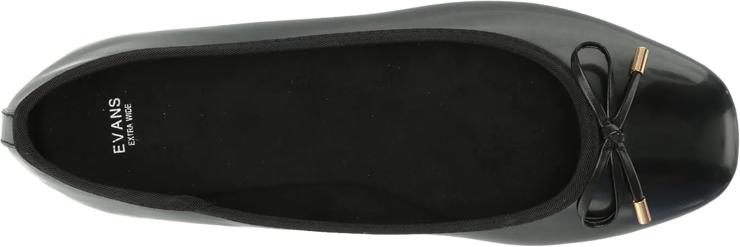 EVANS Women's Wide Fit Patent Ballet Flat