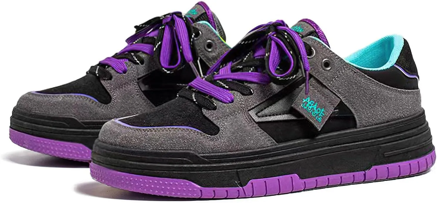Exusiai Men's Trendy Color Block Skateboarding Shoes Fashion Casual Chunky Sneakers Walking Breathable Platform Shoes Comfortable Tennis