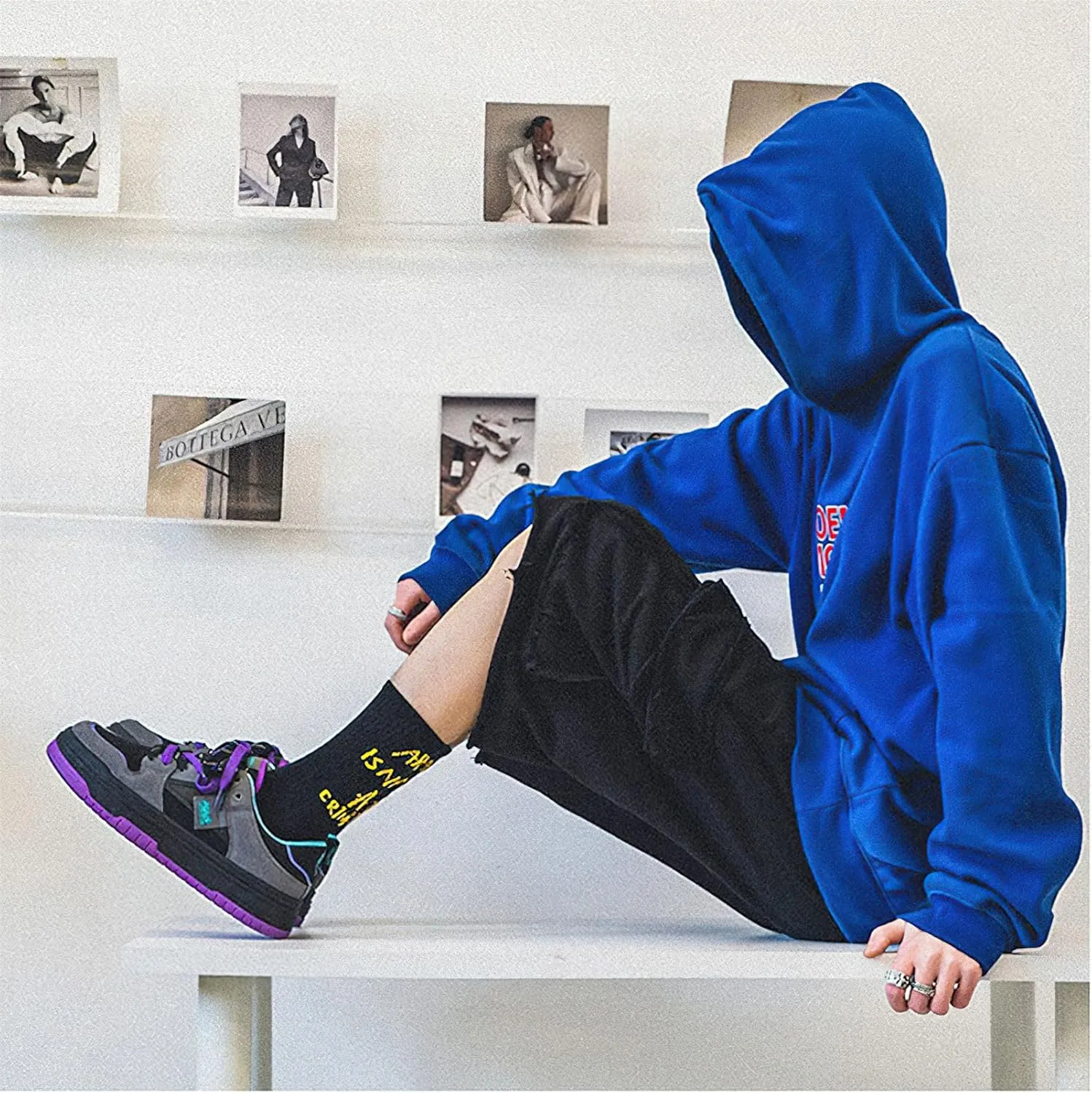 Exusiai Men's Trendy Color Block Skateboarding Shoes Fashion Casual Chunky Sneakers Walking Breathable Platform Shoes Comfortable Tennis