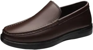 Fashion Mens Loafers Leather Evening Vintage Solid Color Block Heel Tuxedo Slip-on