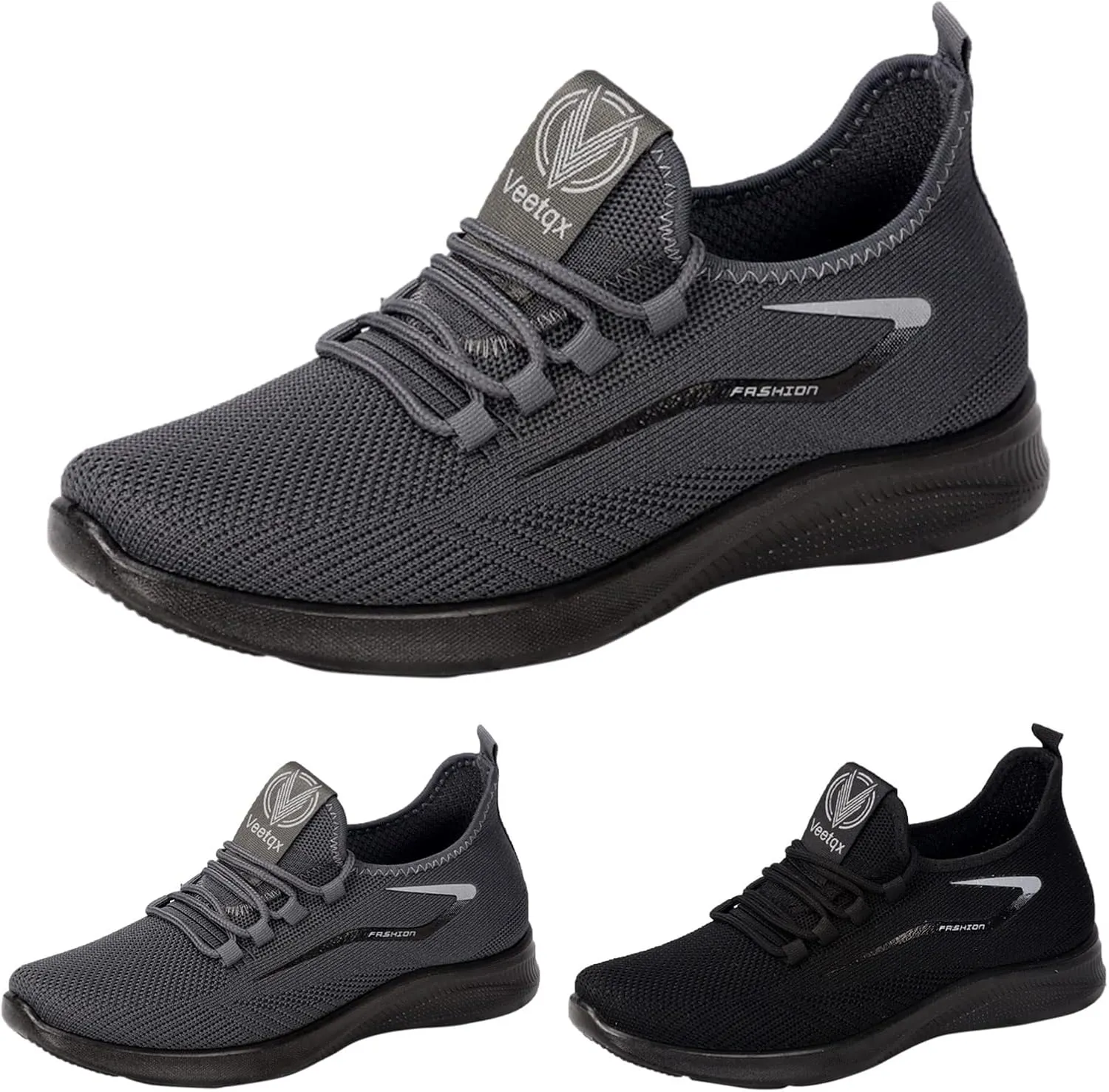 Fashion Sneaker Lace-Up Fashion Spring and Summer Men Sports Shoes Flat Bottom Light Slip On Elastic Fly Woven Mesh