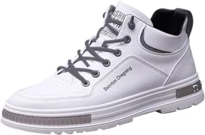 Fashion Sneakers Shoes Men's Solid Color Casual Flat Leather Shoes Fashion Lace Up Loafers