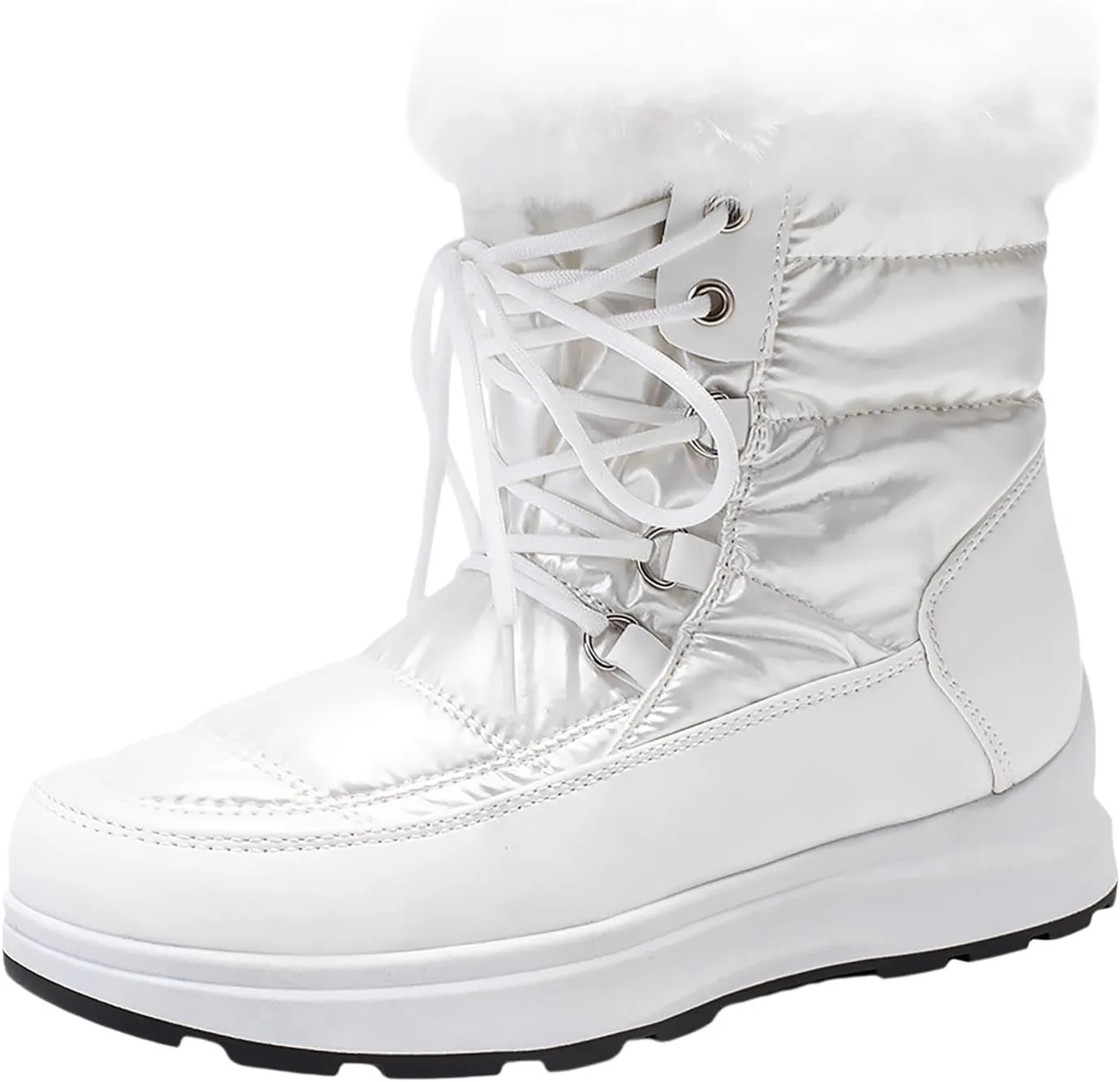 Fashion Women Winter Water Proof Flat Lace Up Keep Warm Snow Boots Comfortable Mid Boots Shoes Flat Snow Boots for Women