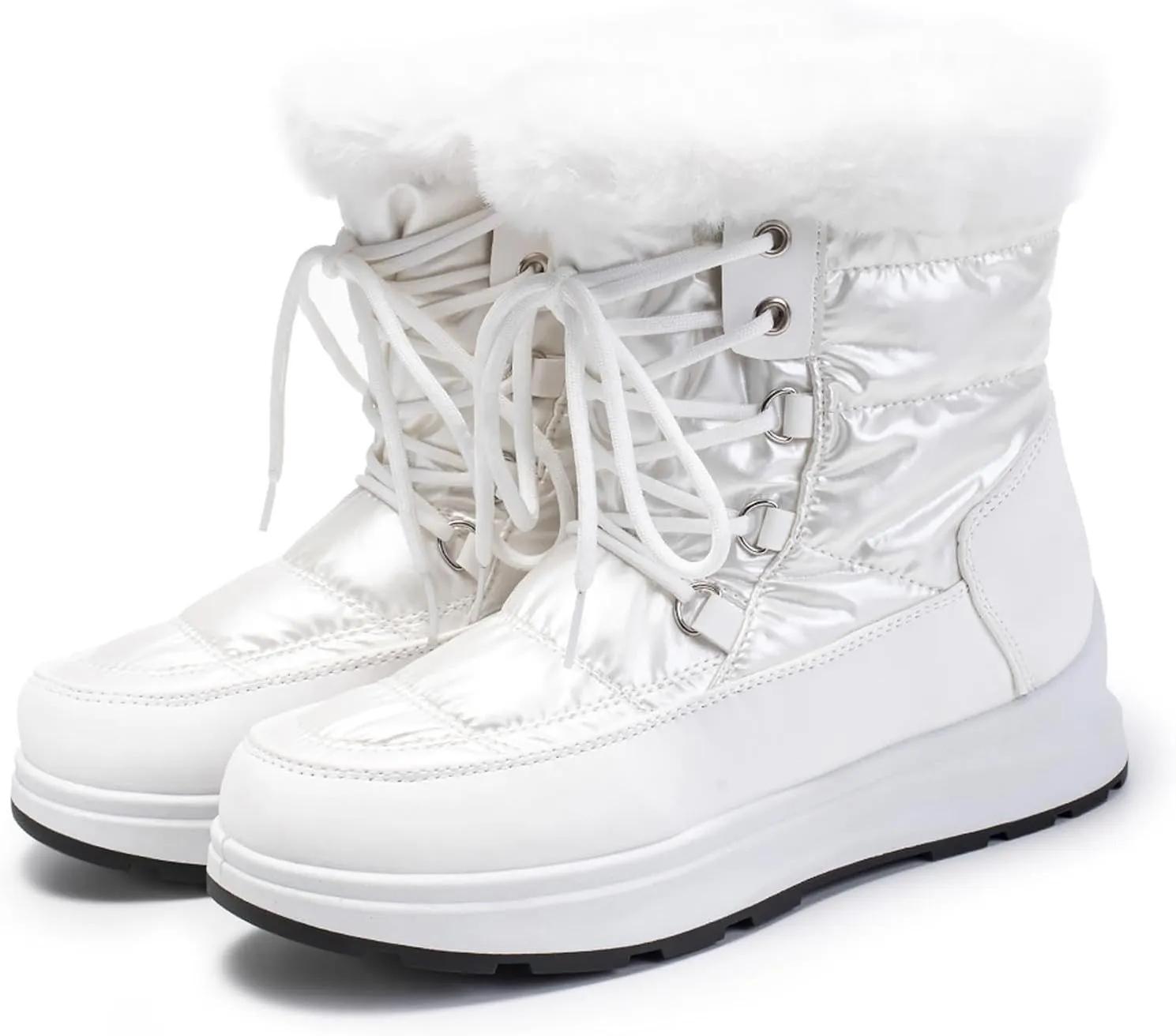 Fashion Women Winter Water Proof Flat Lace Up Keep Warm Snow Boots Comfortable Mid Boots Shoes Flat Snow Boots for Women
