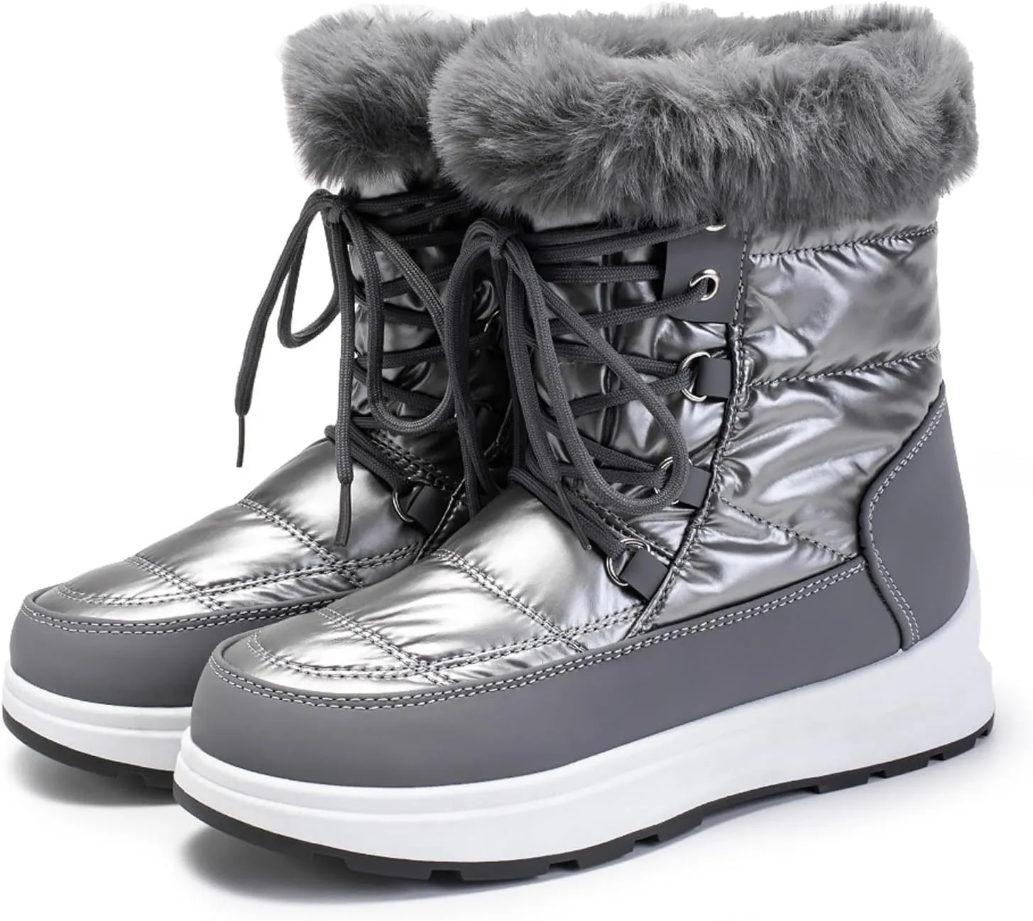 Fashion Women Winter Water Proof Flat Lace Up Keep Warm Snow Boots Comfortable Mid Boots Shoes Flat Snow Boots for Women